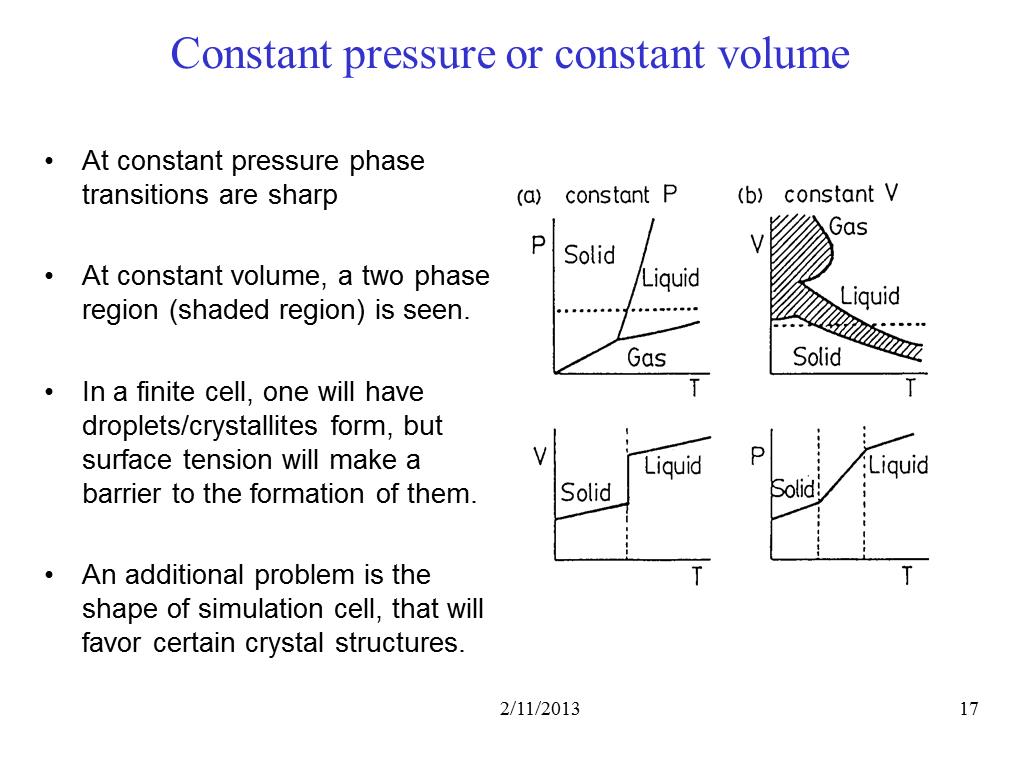 Constant pressure or constant volume