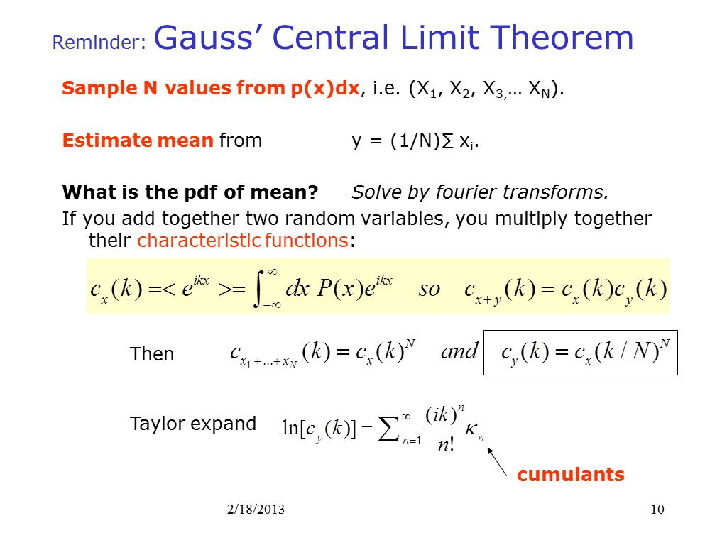 Reminder: Gauss' Central Limit Theorem