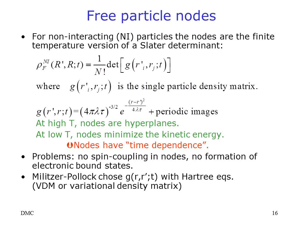 Free particle nodes