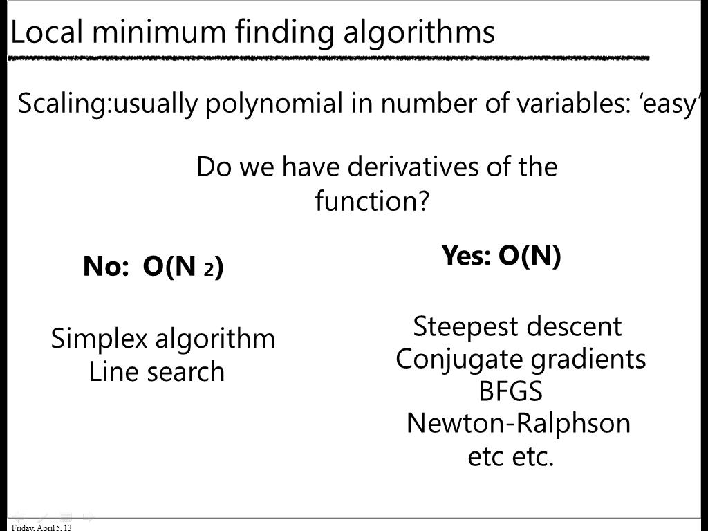 Local minimum finding algorithms