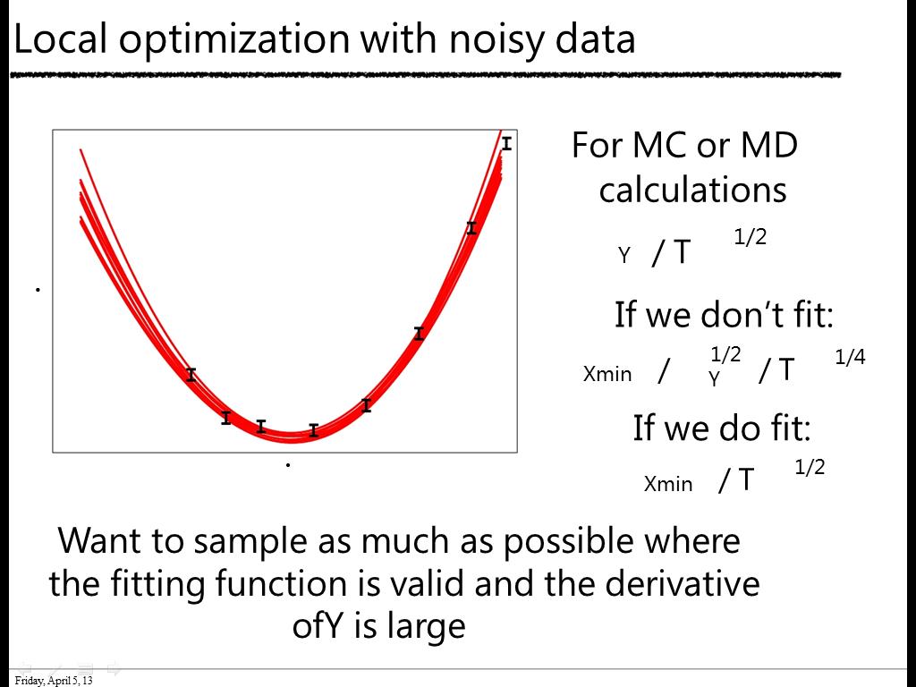 Local optimization with noisy data