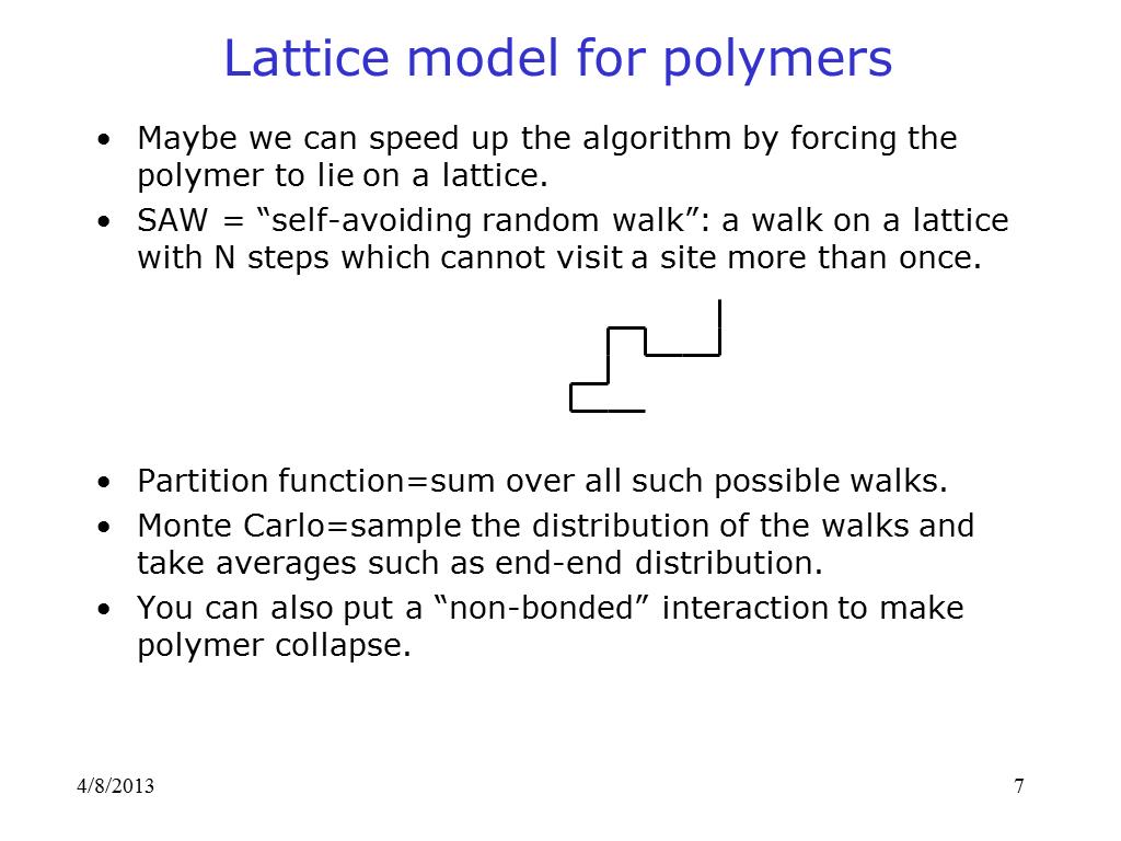 Lattice model for polymers