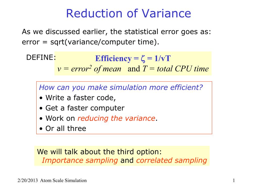 Reduction of Variance