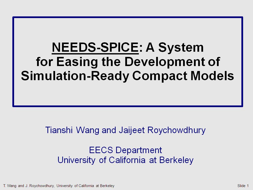 NEEDS-SPICE: A System for Easing the Development of Simulation-Ready Compact Models