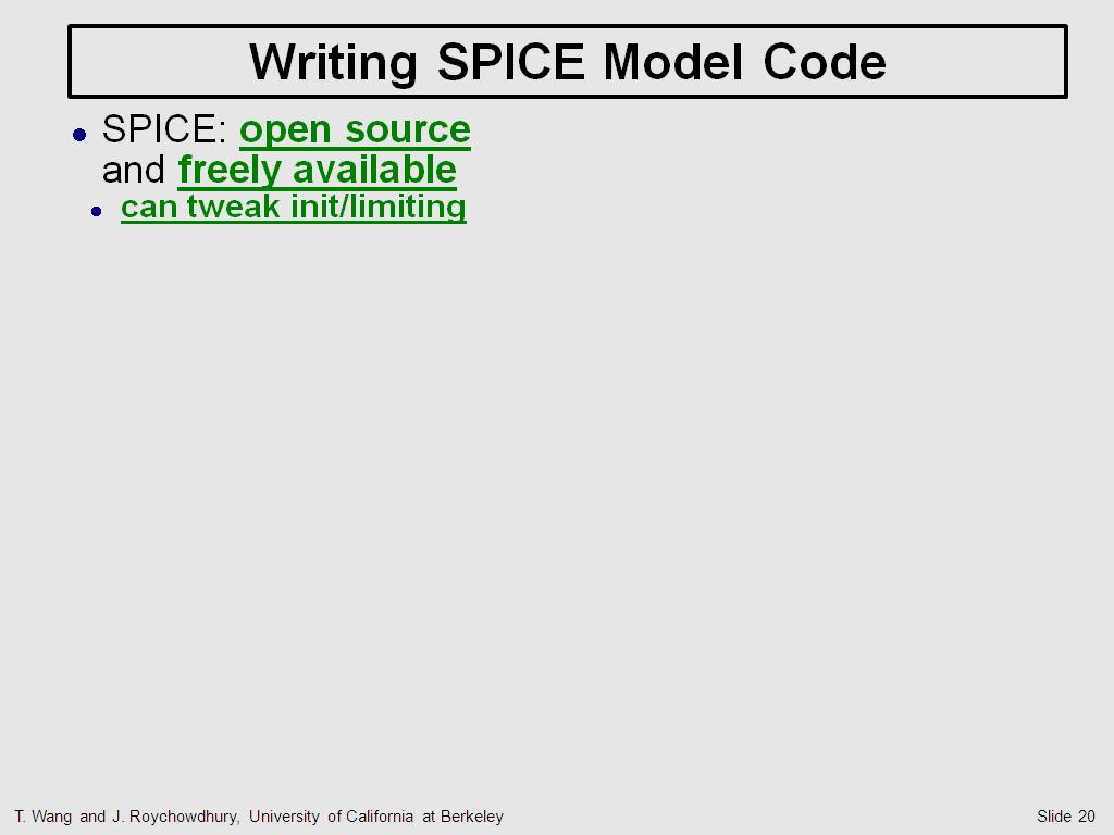 Writing SPICE Model Code