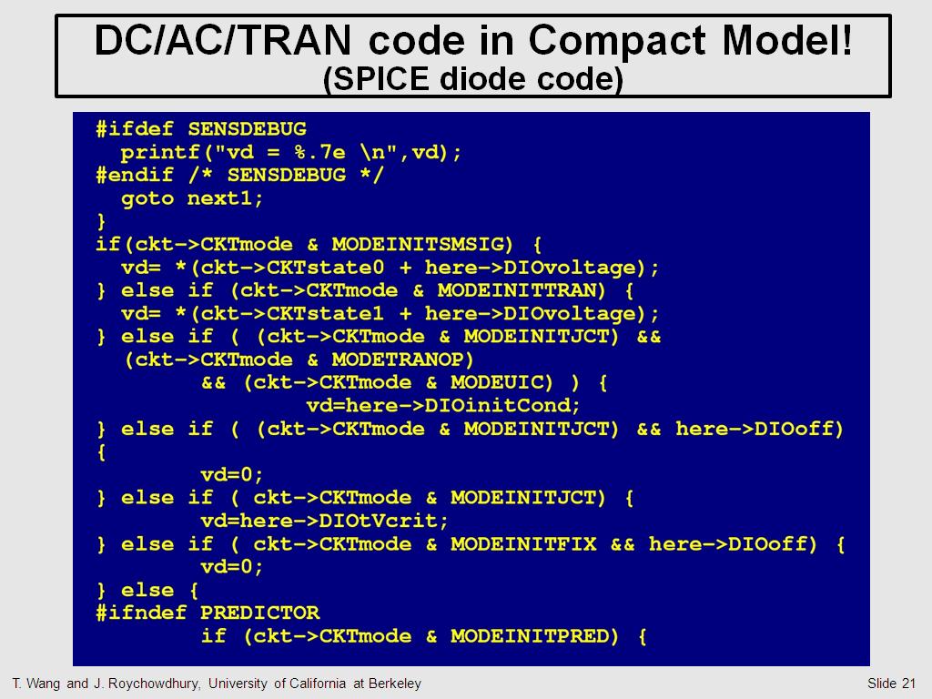 DC/AC/TRAN code in Compact Model! (SPICE diode code)