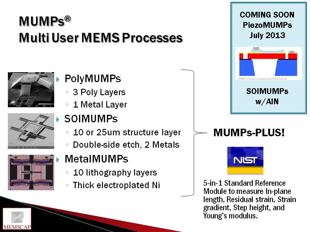 MUMPs® Multi User MEMS Processes