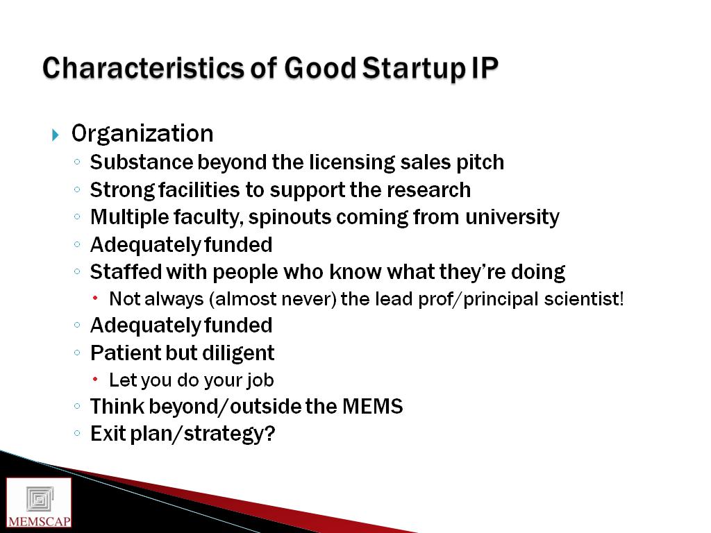 Characteristics of Good Startup IP