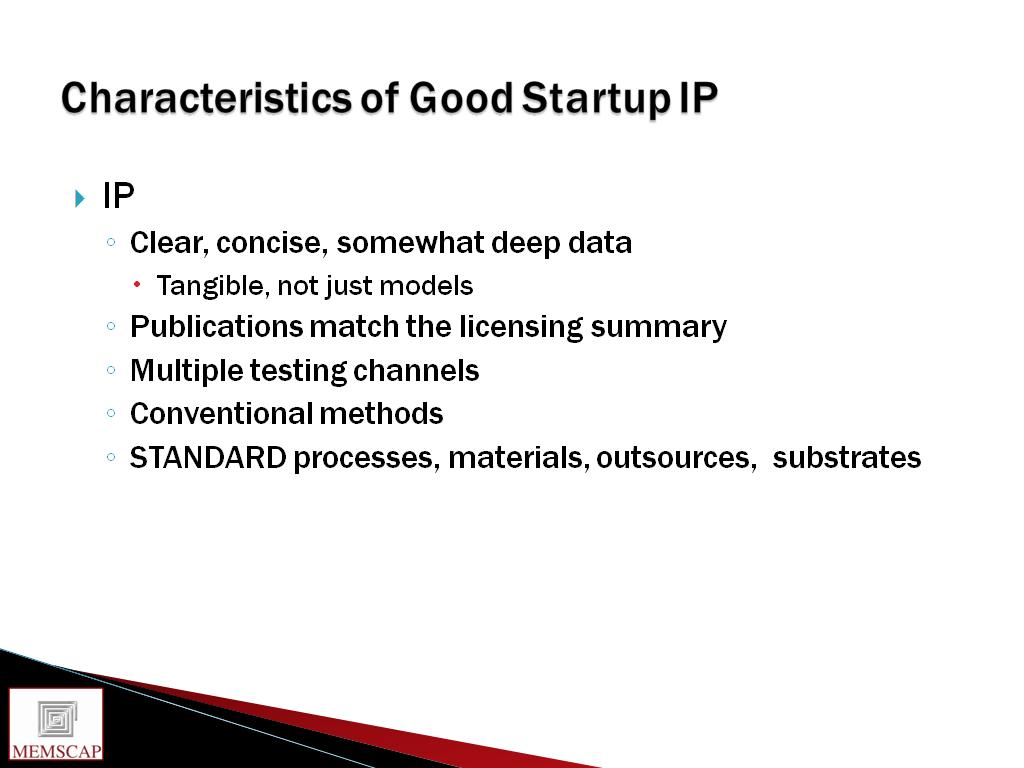 Characteristics of Good Startup IP