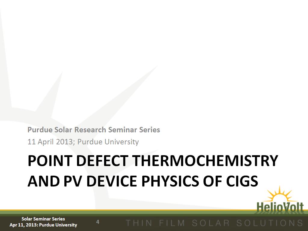 Point Defect Thermochemistry and PV Device Physics of CIGS