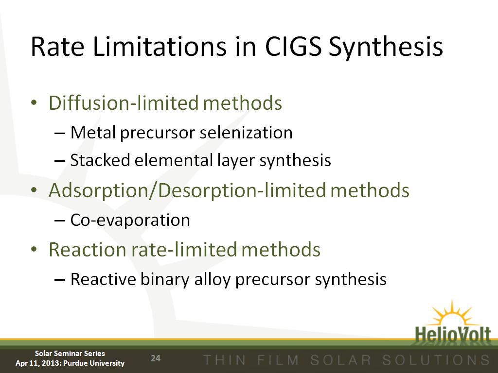 Rate Limitations in CIGS Synthesis