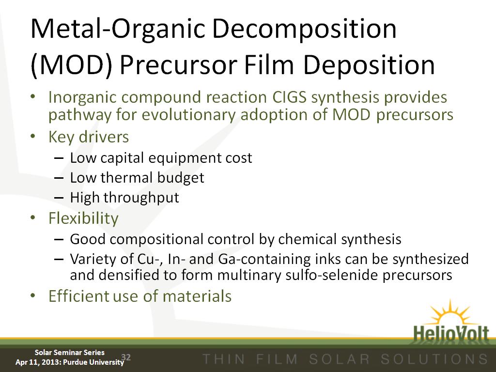 Metal-Organic Decomposition (MOD) Precursor Film Deposition