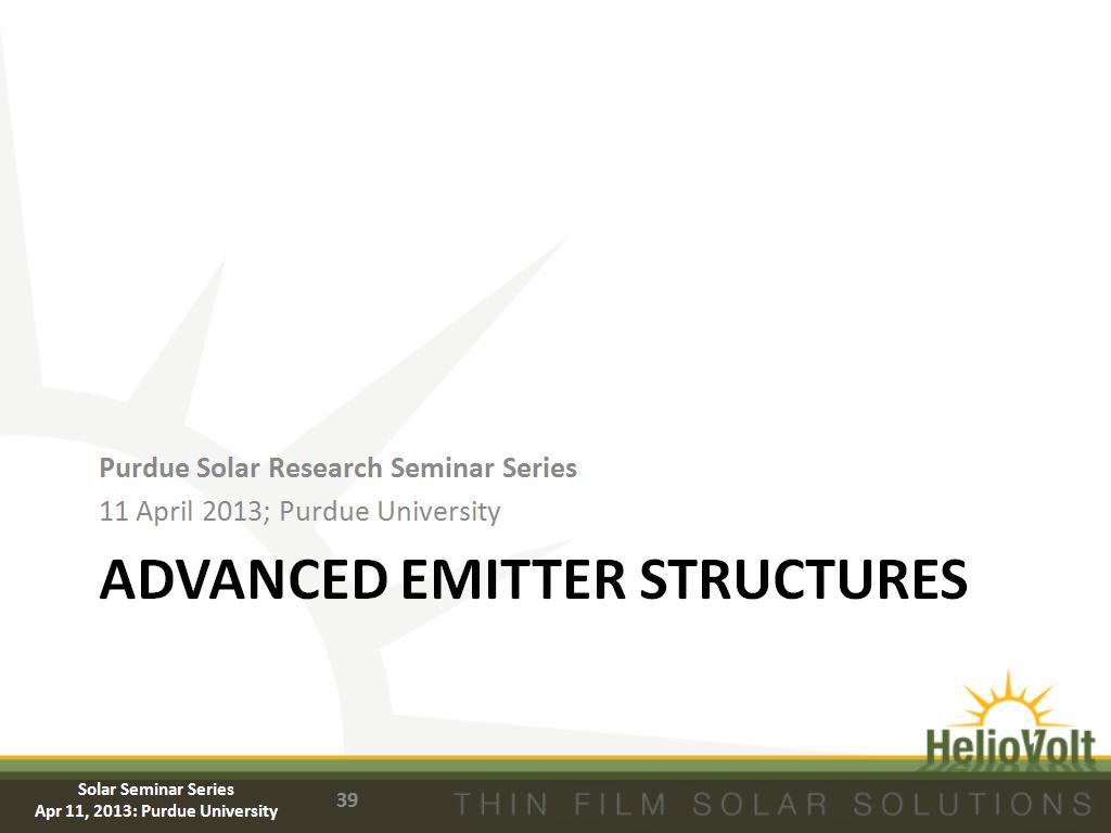 Advanced Emitter Structures