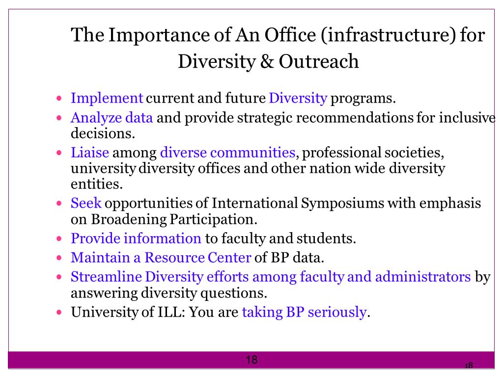 The Importance of An Office (infrastructure) for Diversity & Outreach