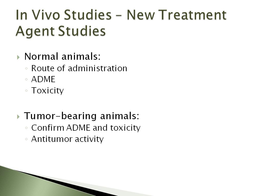 In Vivo Studies – New Treatment Agent Studies