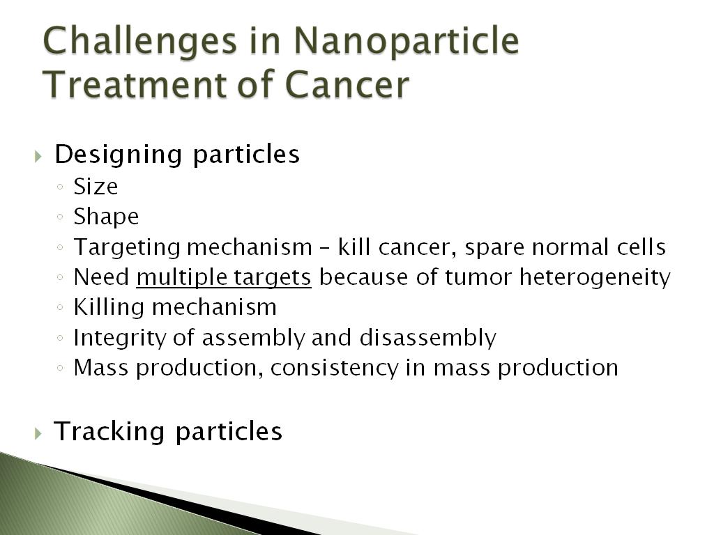 Challenges in Nanoparticle Treatment of Cancer