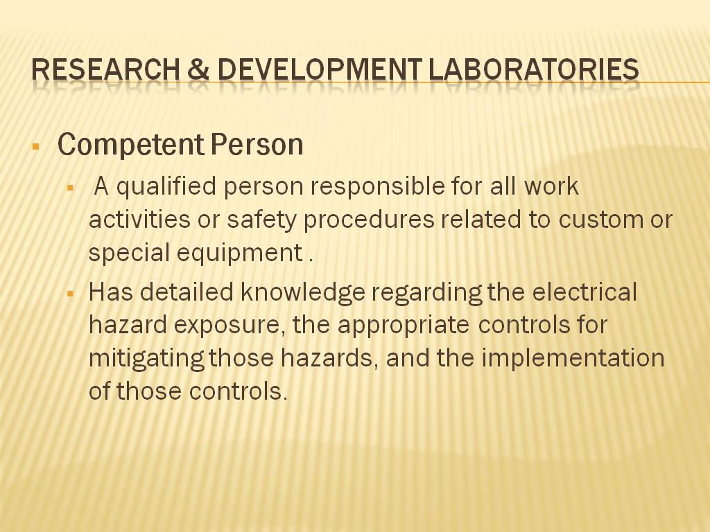 Electrical Safety in Research Laboratories