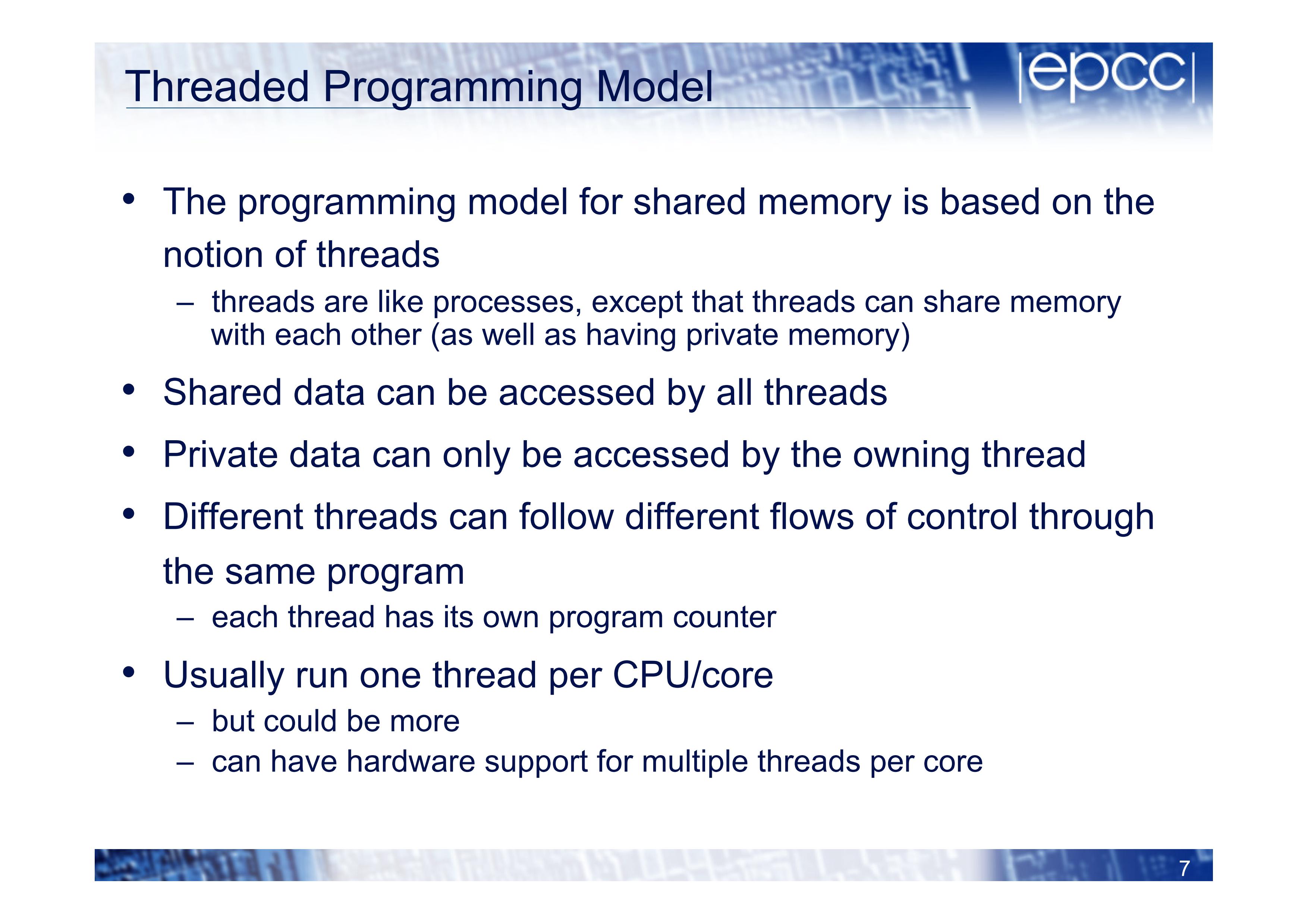 Threaded Programming Model