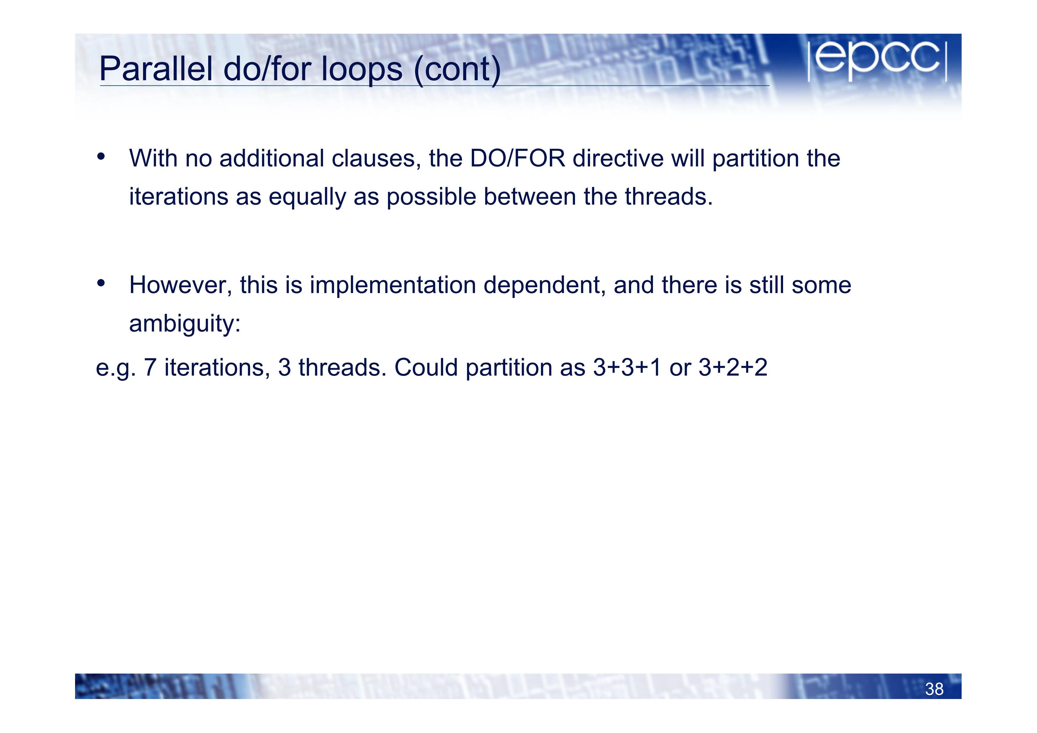 Parallel do/for loops (cont)
