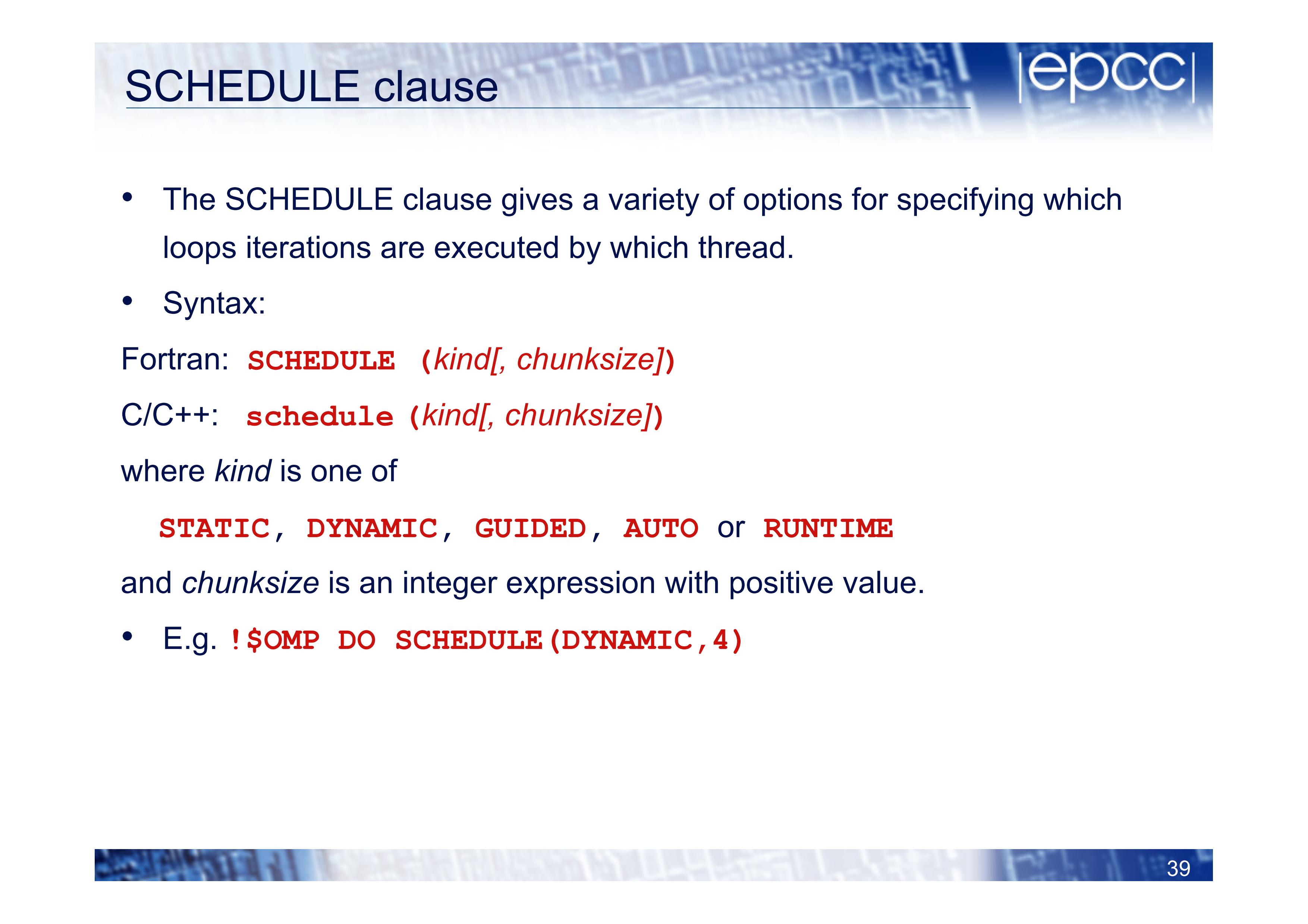 SCHEDULE clause