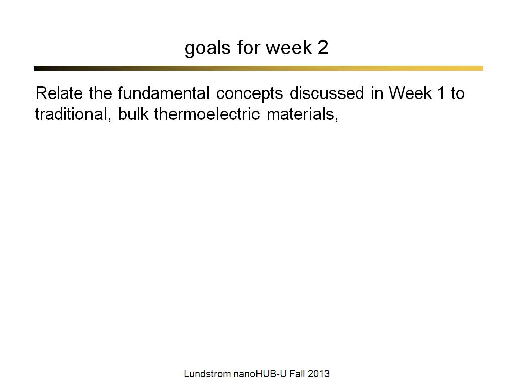 goals for week 2