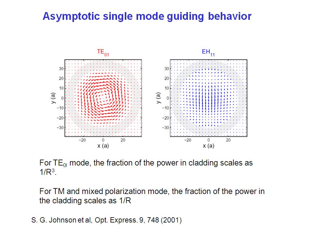 Asymptotic single mode guiding behavior