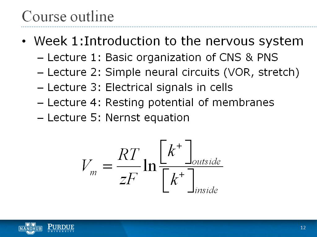 Week 1 Lecture 5: Nernst equation