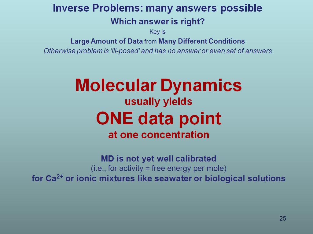 Molecular Dynamics usually yields ONE data point