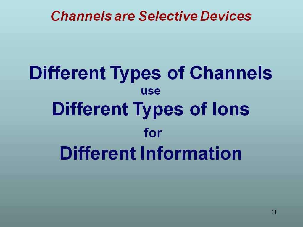 Channels are Selective Devices
