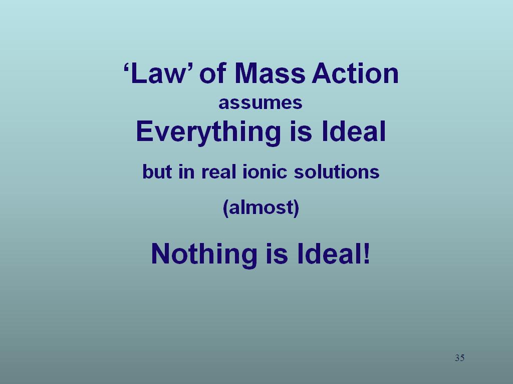 'Law' of Mass Action assumes Everything is Ideal