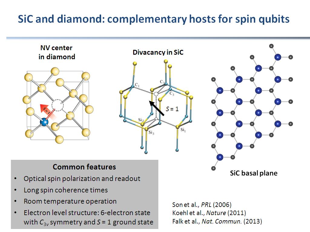SiC and diamond: complementary hosts for spin qubits
