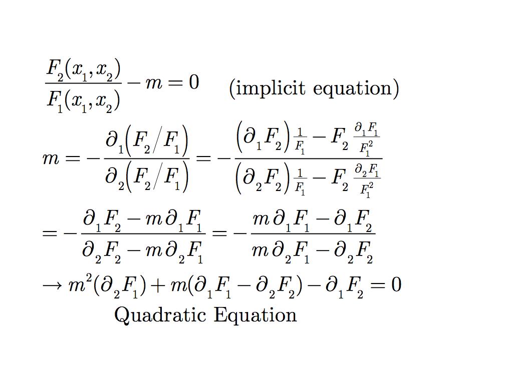 Implicit Equation to Quadratic Equation