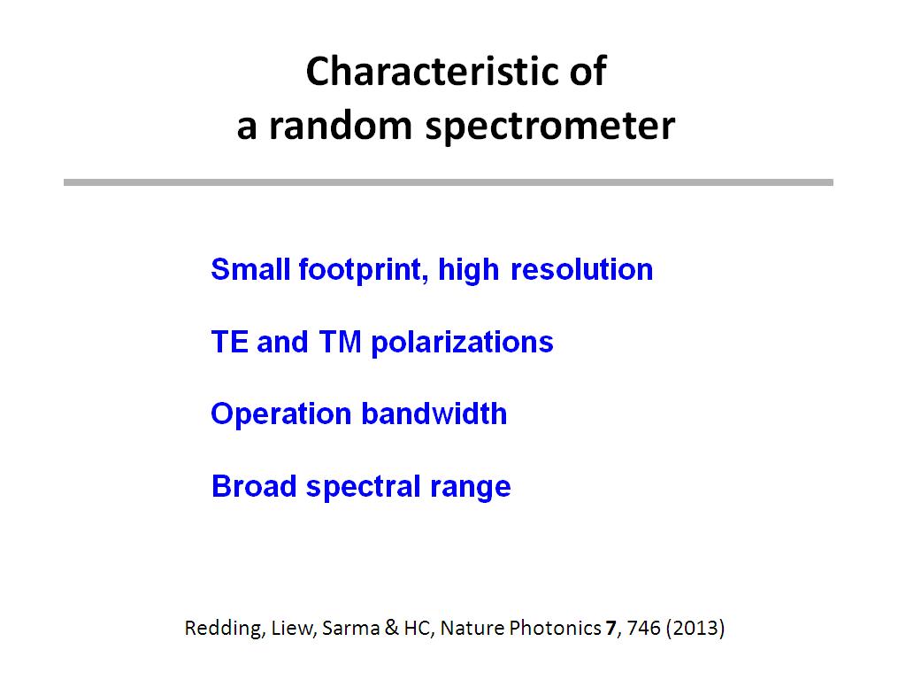 Characteristic of a random spectrometer