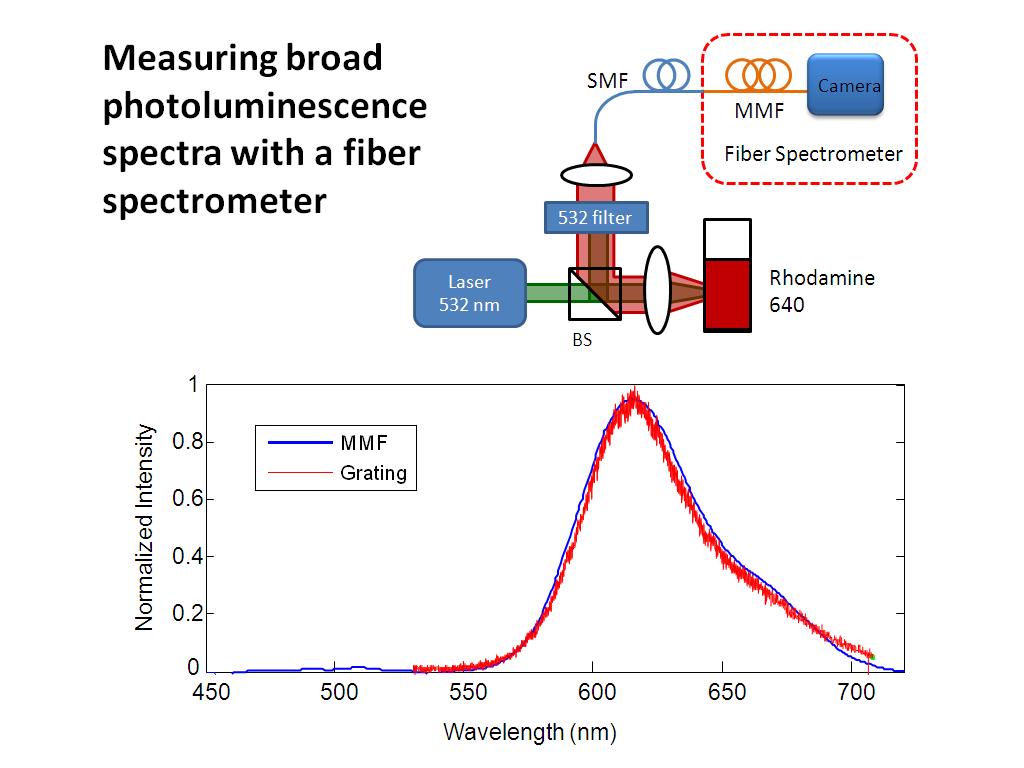 Measuring broad photoluminescence spectra with a fiber spectrometer