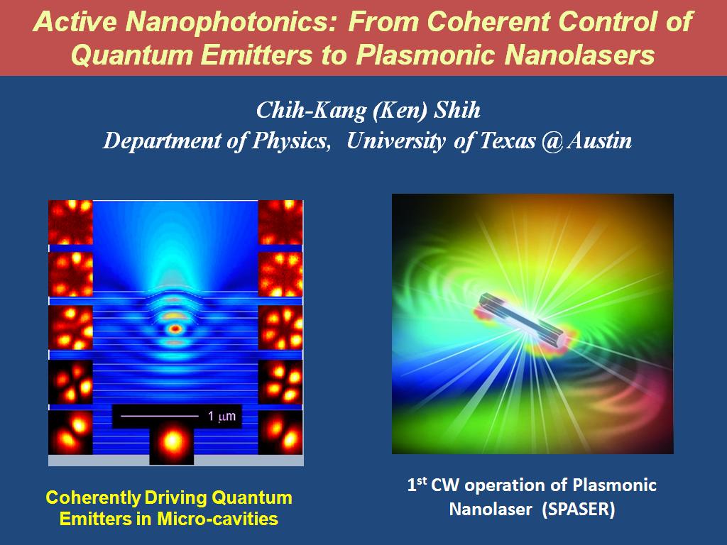 Active Nanophotonics: From Coherent Control of Quantum Emitters to Plasmonic Nanolasers
