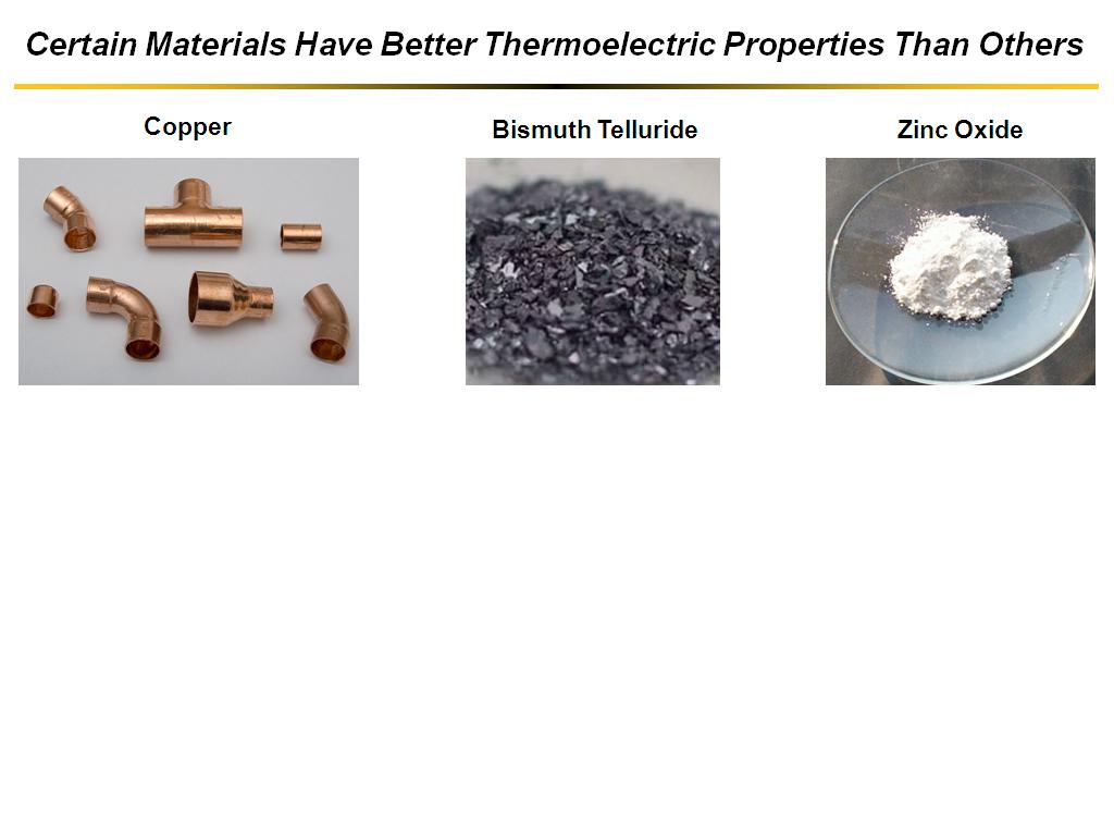 Certain Materials Have Better Thermoelectric Properties Than Others