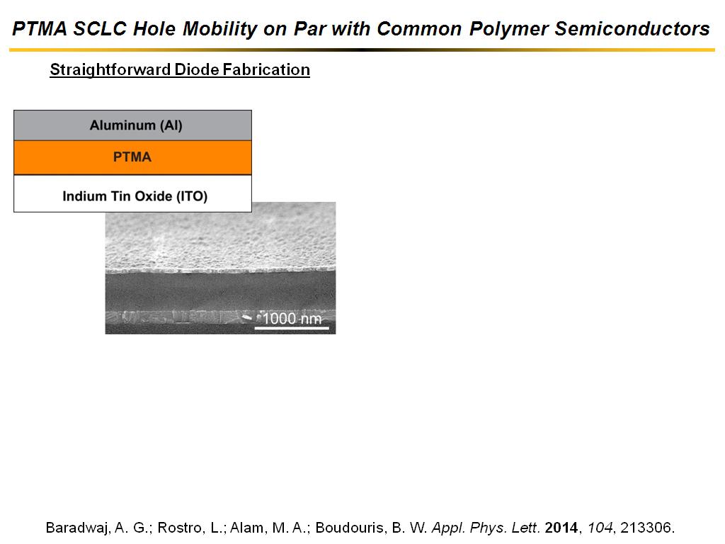 PTMA SCLC Hole Mobility on Par with Common Polymer Semiconductors