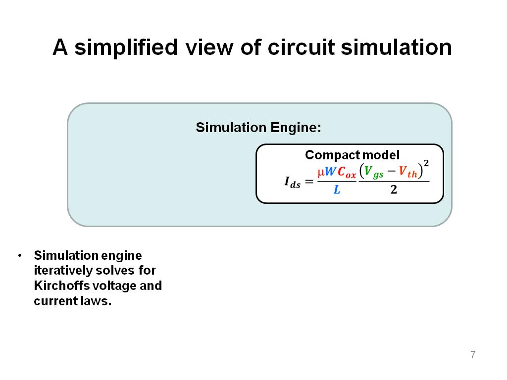A simplified view of circuit simulation