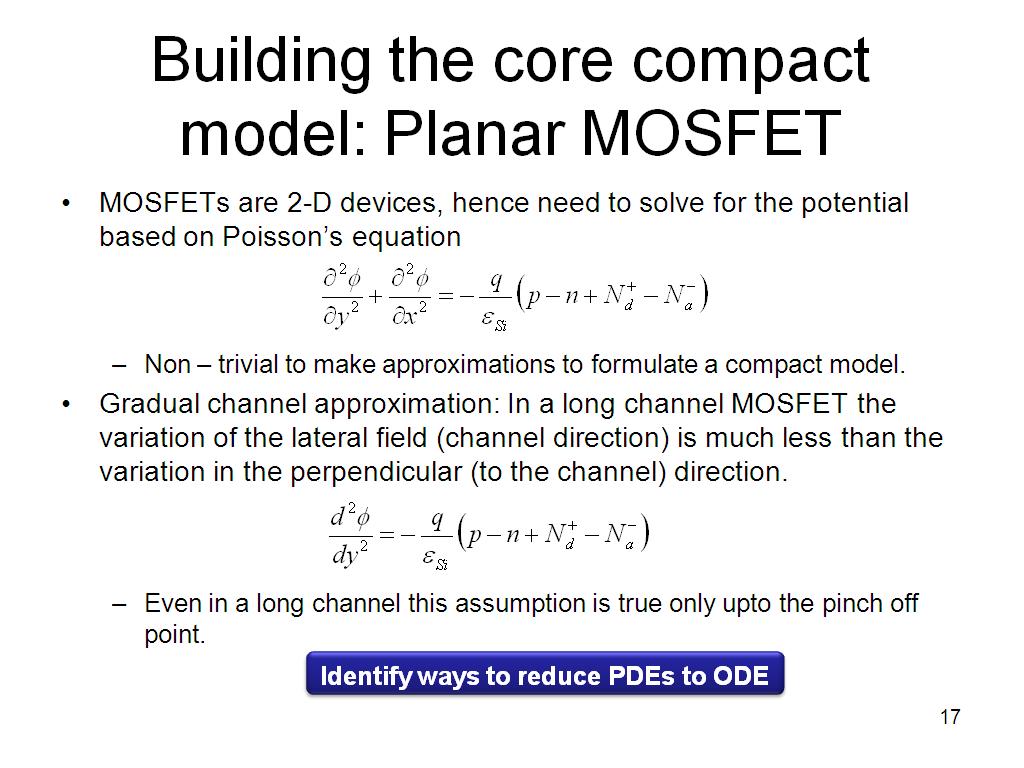 Building the core compact model: Planar MOSFET