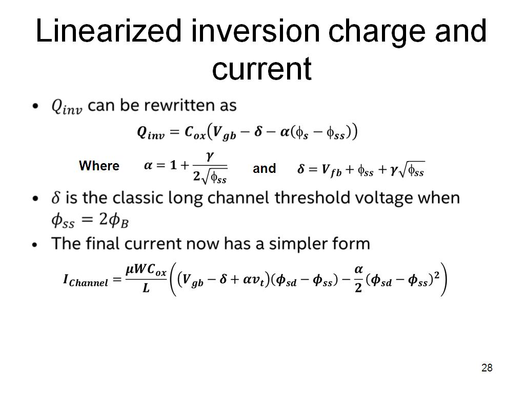 Linearized inversion charge and current