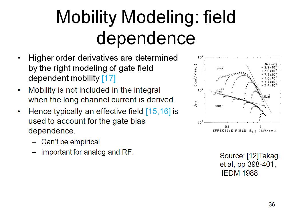 Mobility Modeling: field dependence