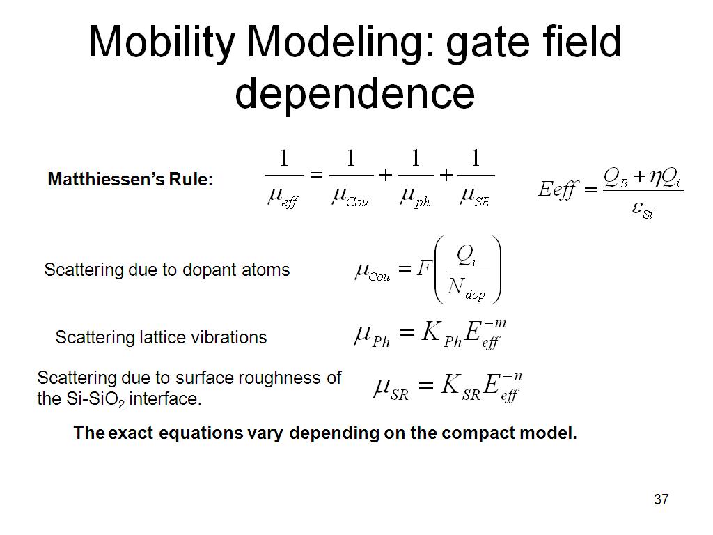 Mobility Modeling: gate field dependence