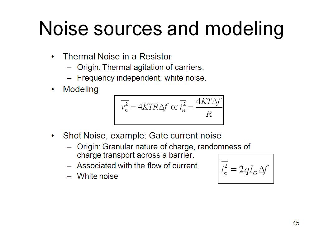 Noise sources and modeling
