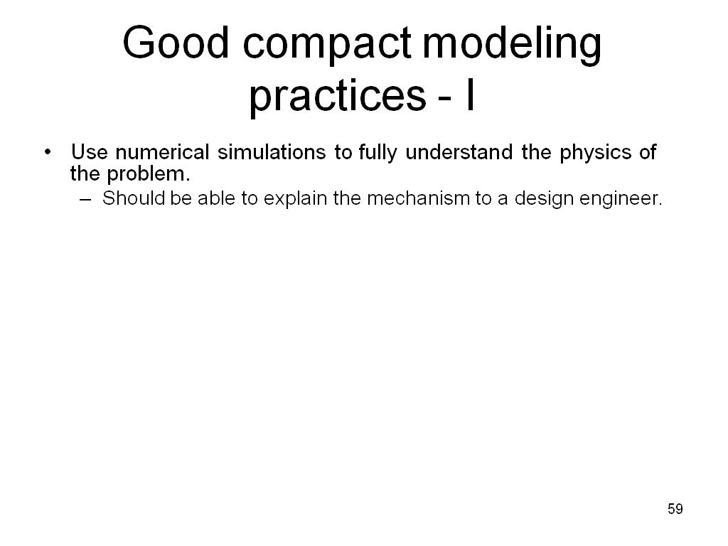 Good compact modeling practices - I