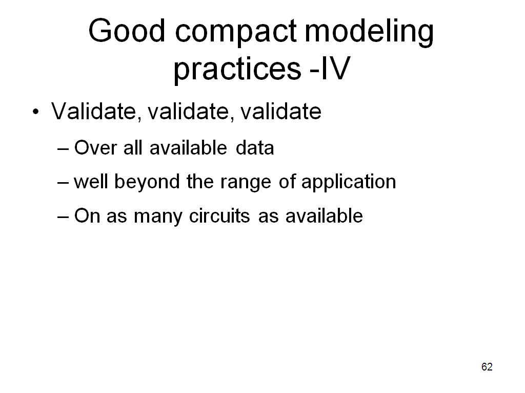 Good compact modeling practices -IV