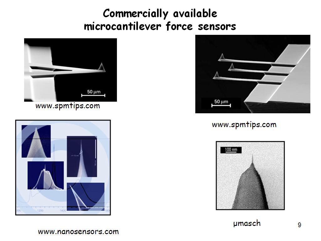 Commercially available microcantilever force sensors