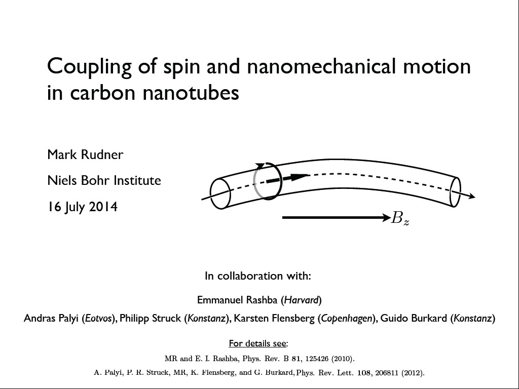 Coupling of spin and nanomechanical motion in carbon nanotubes Mark Rudner Niels Bohr Institute
