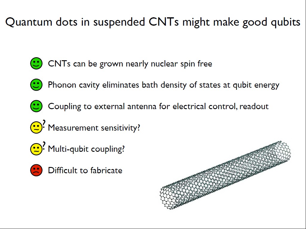 Quantum dots in suspended CNTs might make good qubits