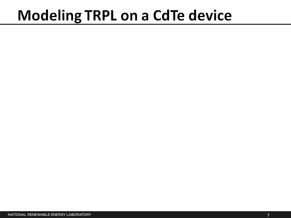 Modeling TRPL on a CdTe device