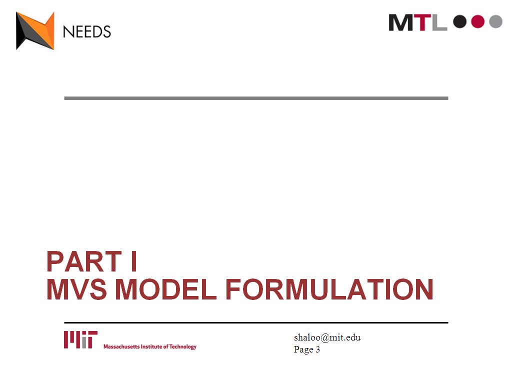 Part i MVS model formulation